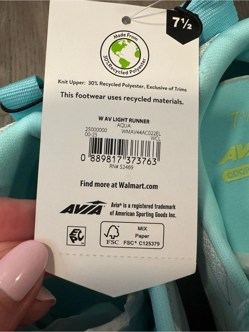 New Avia Women’s AV Light Runner Shoes Aqua Size 7.5